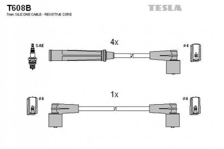 Комплект проводів запалювання TESLA T608B