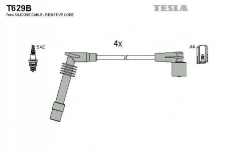 Комплект проводів запалювання TESLA T629B (фото 1)