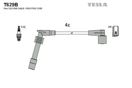 Комплект проводів запалювання TESLA T629B