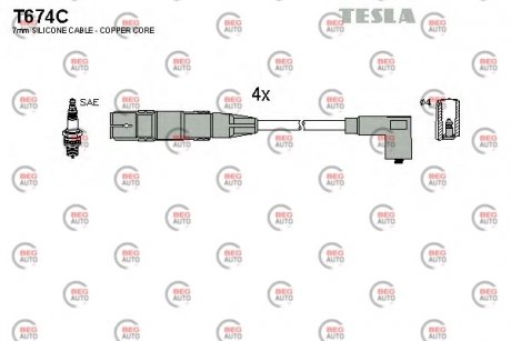 Комплект проводів запалювання TESLA T674C