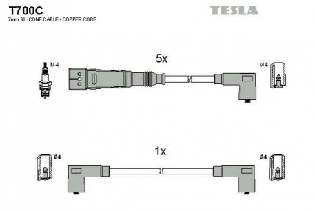 Комплект проводів запалювання TESLA T700C
