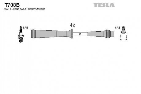 Комплект проводів запалювання TESLA T708B (фото 1)
