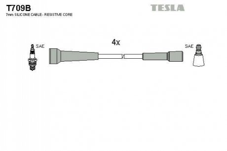 Комплект проводів запалювання TESLA T709B (фото 1)