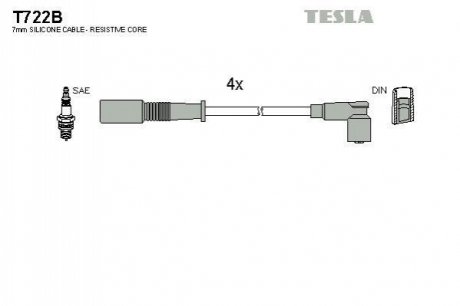 Комплект проводів запалювання TESLA T722B