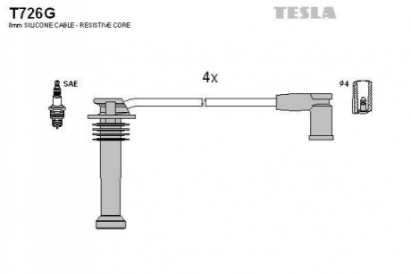 Комплект проводів запалювання TESLA T726G