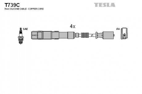 Комплект проводів запалювання TESLA T739C (фото 1)