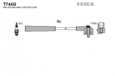 Комплект проводів запалювання TESLA T744G
