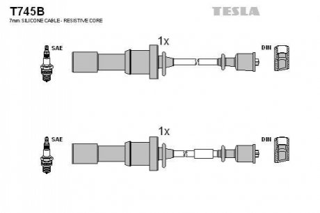 Комплект проводів запалювання TESLA T745B
