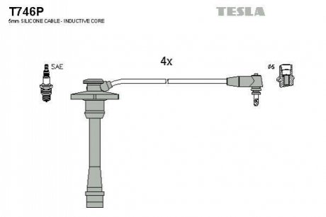 Комплект проводів запалювання TESLA T746P (фото 1)
