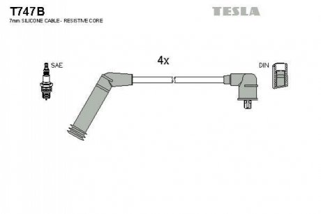 Комплект проводів запалювання TESLA T747B