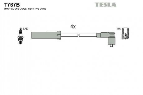 Комплект проводов зажигания TESLA T767B (фото 1)