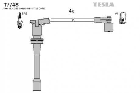 Комплект проводів запалювання TESLA T774S