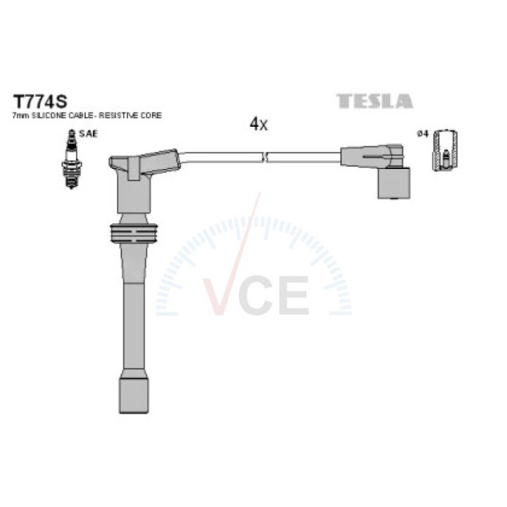 Комплект проводов зажигания TESLA T774S (фото 1)