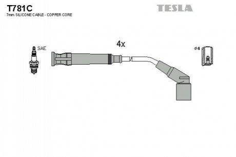 Комплект проводів запалювання TESLA T781C