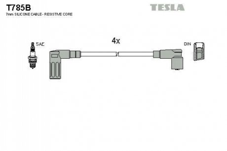 Комплект проводів запалювання TESLA T785B