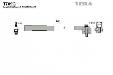 Комплект проводів запалювання TESLA T789G