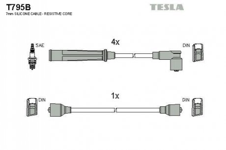 Комплект проводів запалювання TESLA T795B