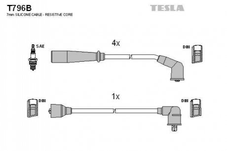 Комплект проводів запалювання TESLA T796B