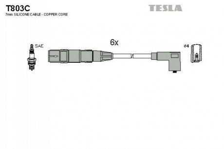 Комплект проводів запалювання TESLA T803C (фото 1)