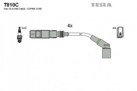 Комплект проводів запалювання TESLA T810C