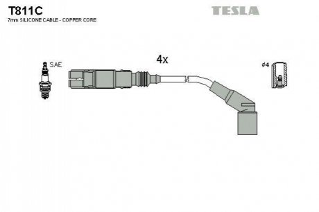 Комплект проводів запалювання TESLA T811C (фото 1)
