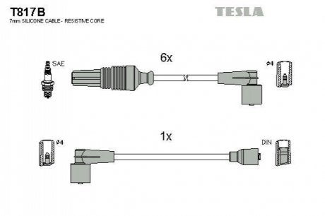 Комплект проводів запалювання TESLA T817B