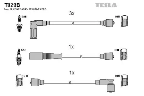 Комплект проводов зажигания TESLA T829B
