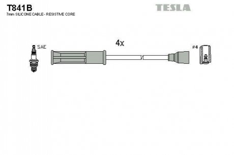 Комплект проводів запалювання TESLA T841B (фото 1)