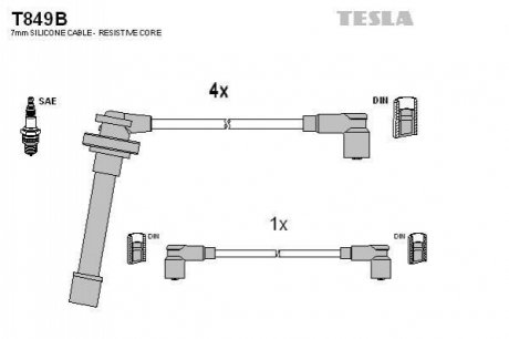Комплект проводів запалювання TESLA T849B