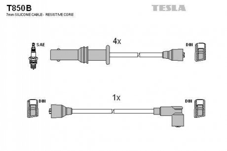 Комплект проводів запалювання TESLA T850B