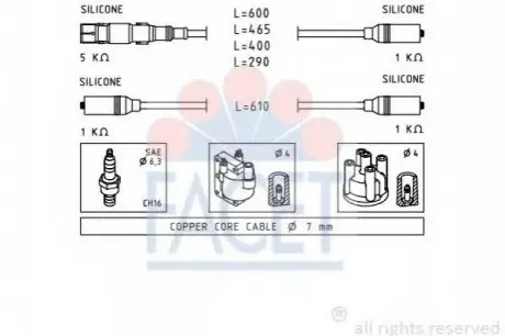 Комплект проводов зажигания TESLA T854C