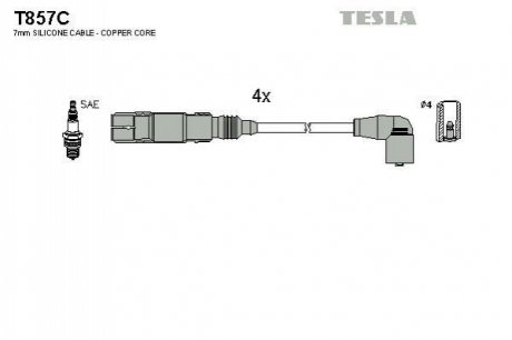 Комплект проводів запалювання TESLA T857C