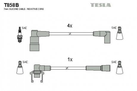 Комплект проводів запалювання TESLA T858B (фото 1)
