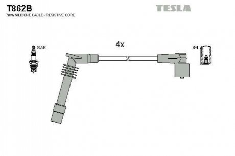 Комплект проводів запалювання TESLA T862B