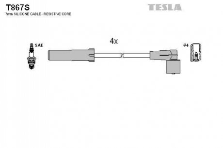 Комплект проводів запалювання TESLA T867S (фото 1)