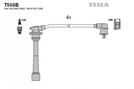 Комплект проводів запалювання TESLA T868B