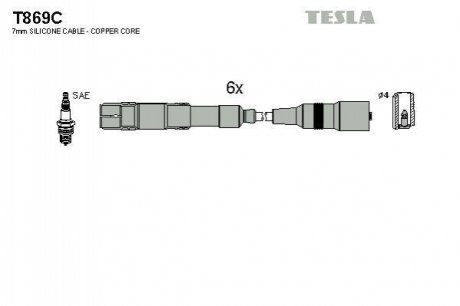 Комплект проводів запалювання TESLA T869C