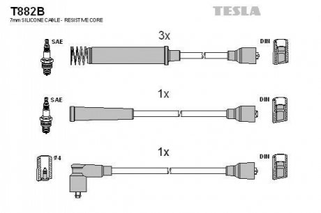 Комплект проводів запалювання TESLA T882B