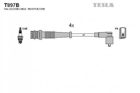 Комплект проводів запалювання TESLA T897B (фото 1)