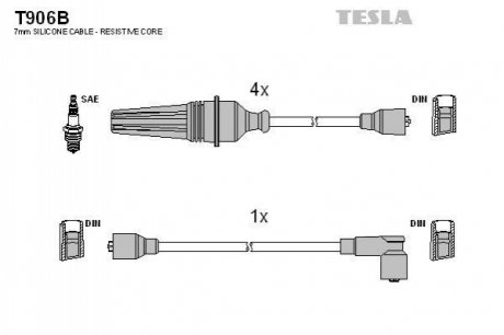 Комплект проводів запалювання TESLA T906B (фото 1)