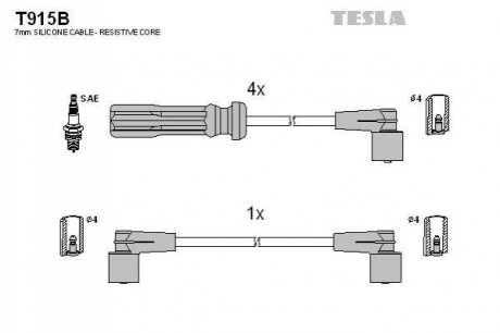 Комплект проводів запалювання TESLA T915B (фото 1)