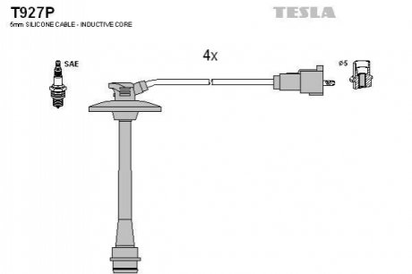 Комплект проводів запалювання TESLA T927P (фото 1)