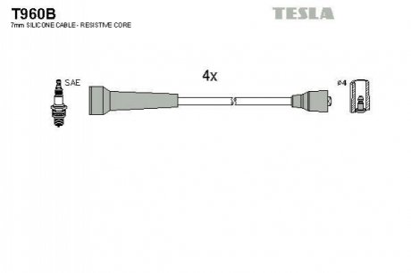 Комплект проводів запалювання TESLA T960B