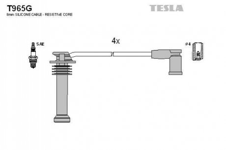 Комплект проводів запалювання TESLA T965G (фото 1)
