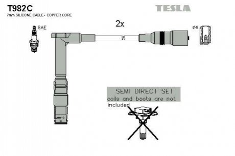 Комплект проводів запалювання TESLA T982C