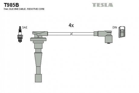Комплект проводів запалювання TESLA T985B
