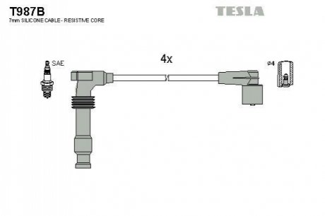 Комплект проводов зажигания TESLA T987B (фото 1)