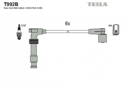 Комплект проводів запалювання TESLA T992B
