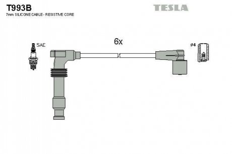 Комплект проводів запалювання TESLA T993B (фото 1)