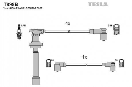 Комплект проводів запалювання TESLA T999B